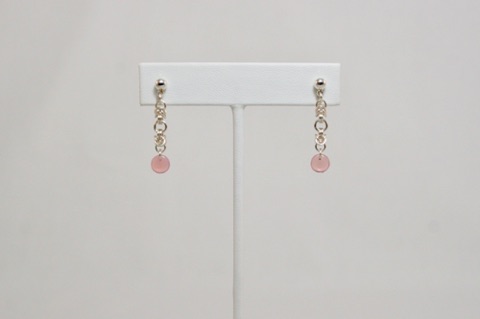 *Petite Byzantine with Pink Lentil Bead Earrings in Silver Enameled Copper